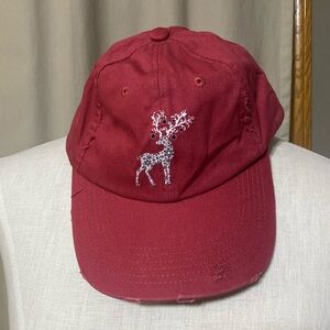District distressed holiday reindeer ball cap
